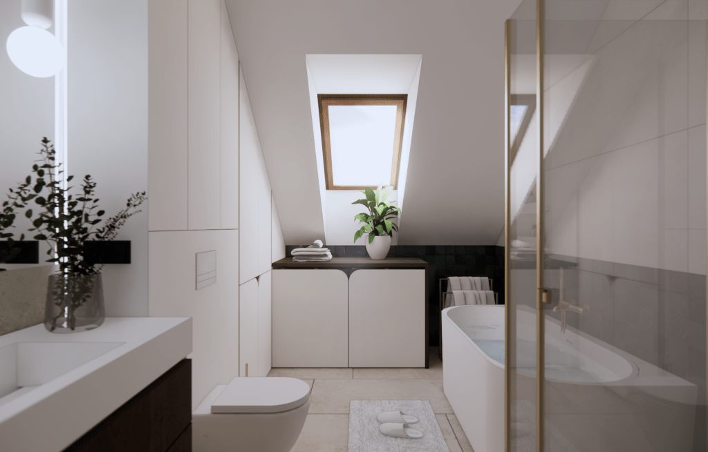 Granat i złoto w rodzinnej&nbsp;łazience